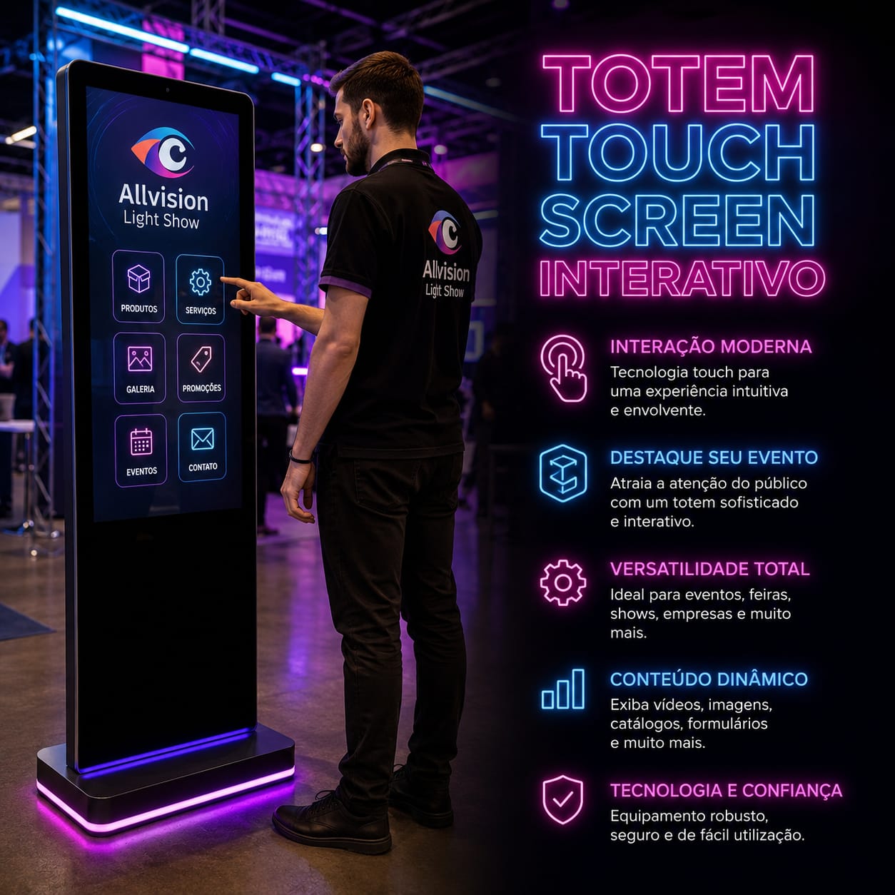 Aluguel de Totem Touch Screen para Eventos, Palestras e Congressos em Caxias do Sul - Rio Grande do Sul 2026