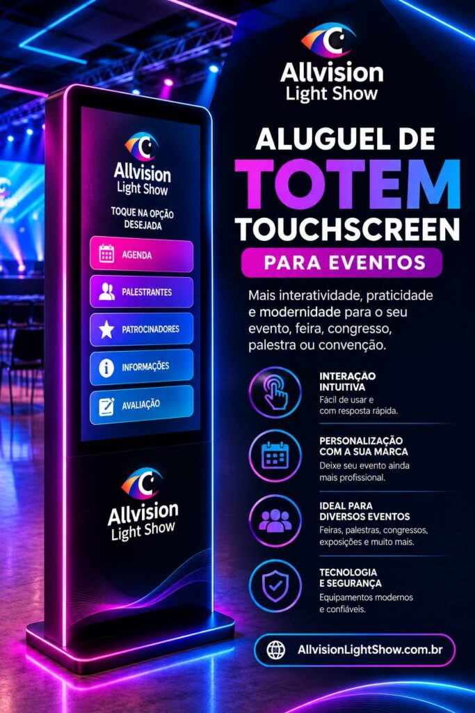 Aluguel de Totem Touch Screen para Palestras e Convenções em São Paulo 2026