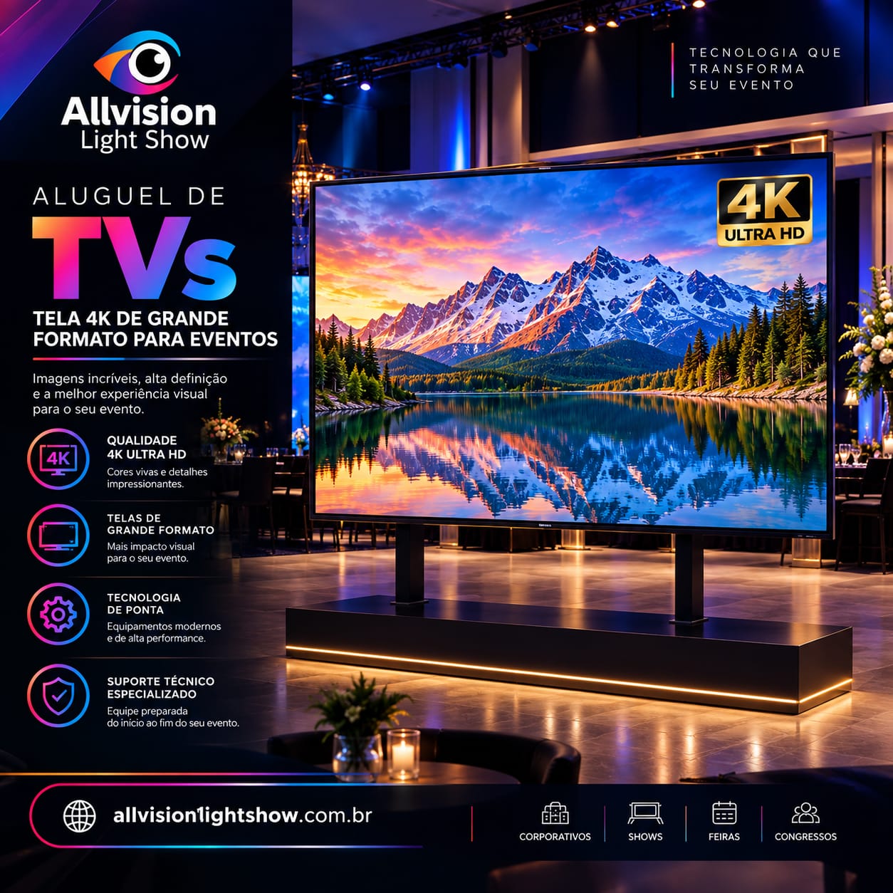 Aluguel de TVs de Grande Formato para Eventos e Palestras em Porto Alegre, Rio Grande do Sul 2026