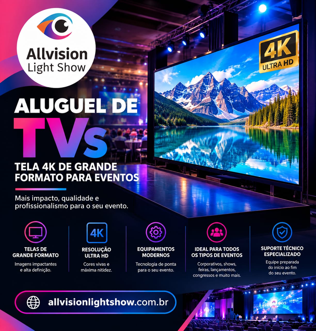 Aluguel de TVs de Grande Formato para Eventos e Palestras em Porto Alegre, Rio Grande do Sul 2026